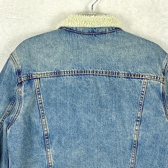 Levis Type III Sherpa Trucker Denim Jacket Mens M Faded Western Classic Retro - Picture 5 of 13